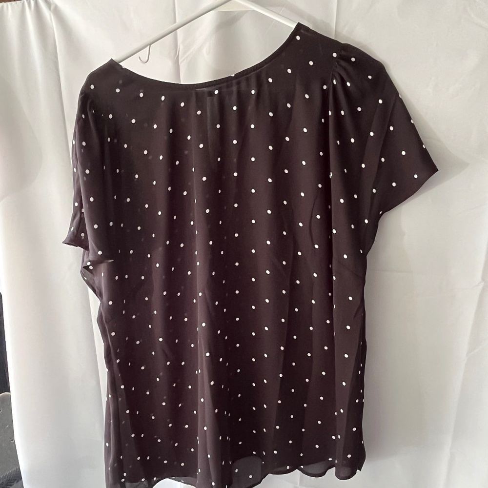 CeCe Black Blouse with white polka dots